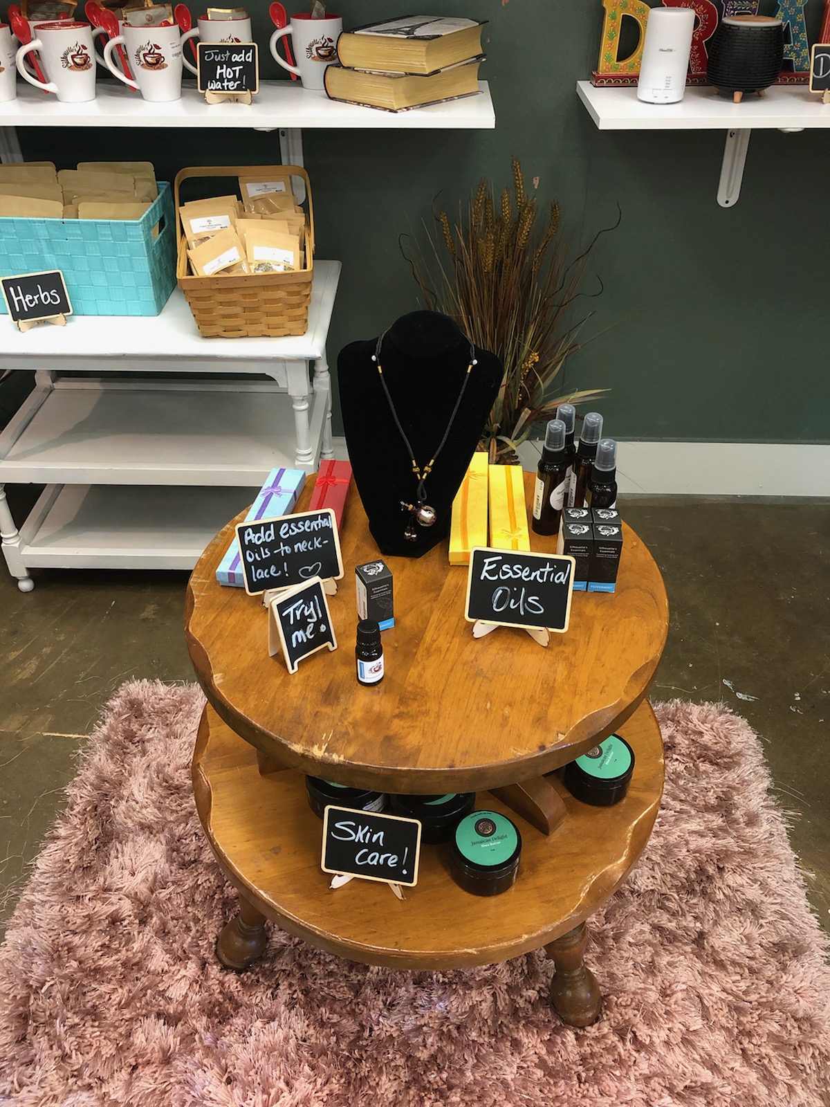 Silhouette’s Café essential oils and skincare display