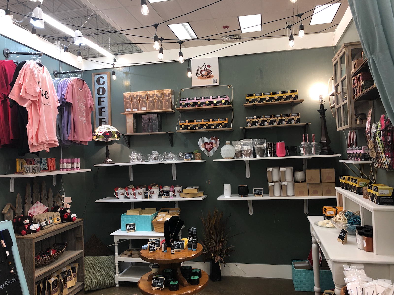Silhouette’s Café apparel and wellness café display