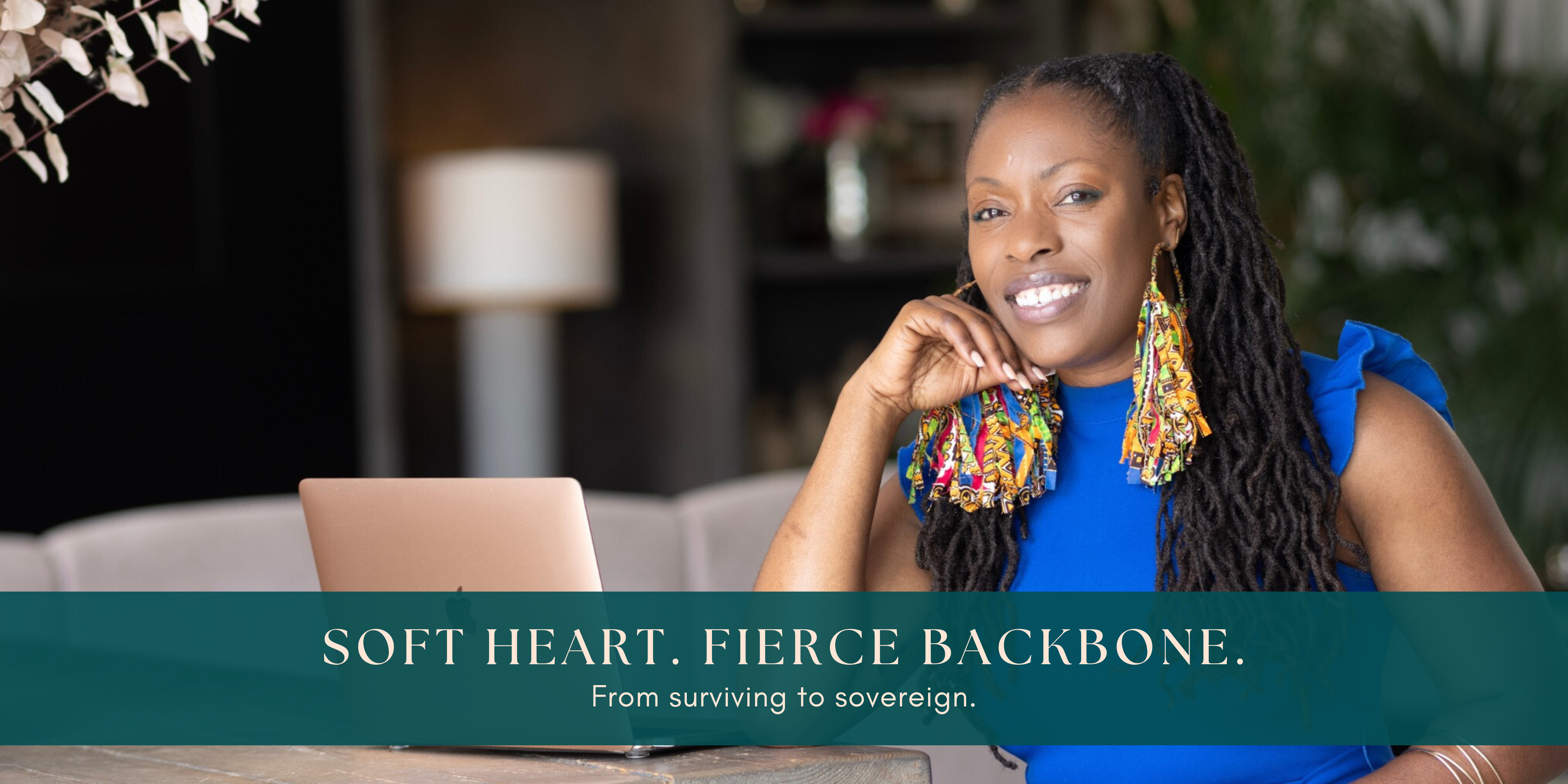 Marsha Kerr Talley working at a laptop, smiling