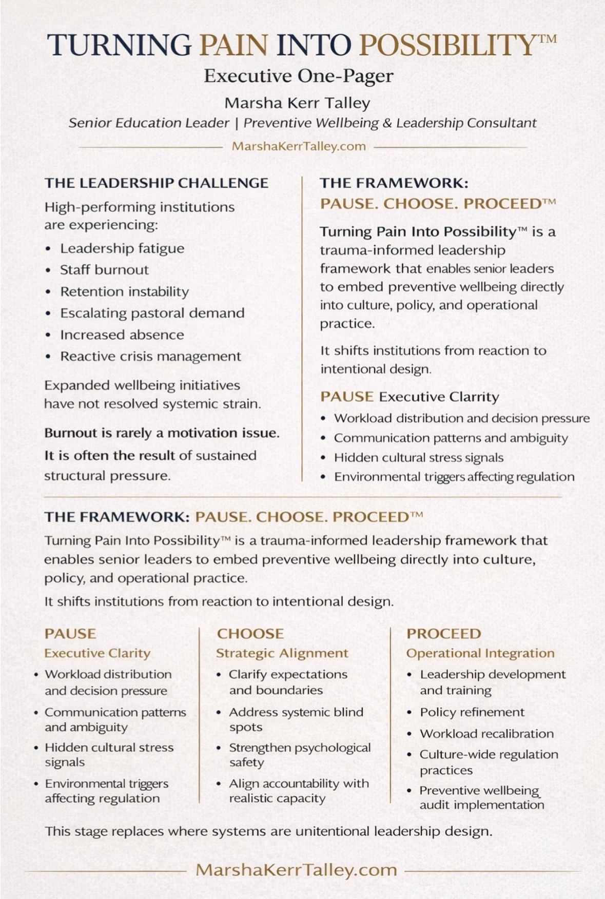 Turning Pain Into Possibility™ framework graphic