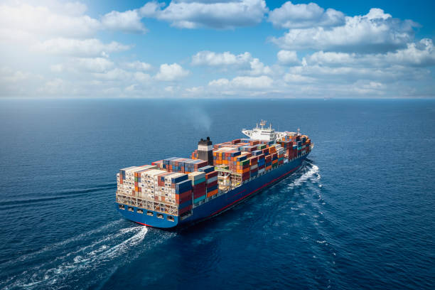 Cargo ship loaded with containers at port