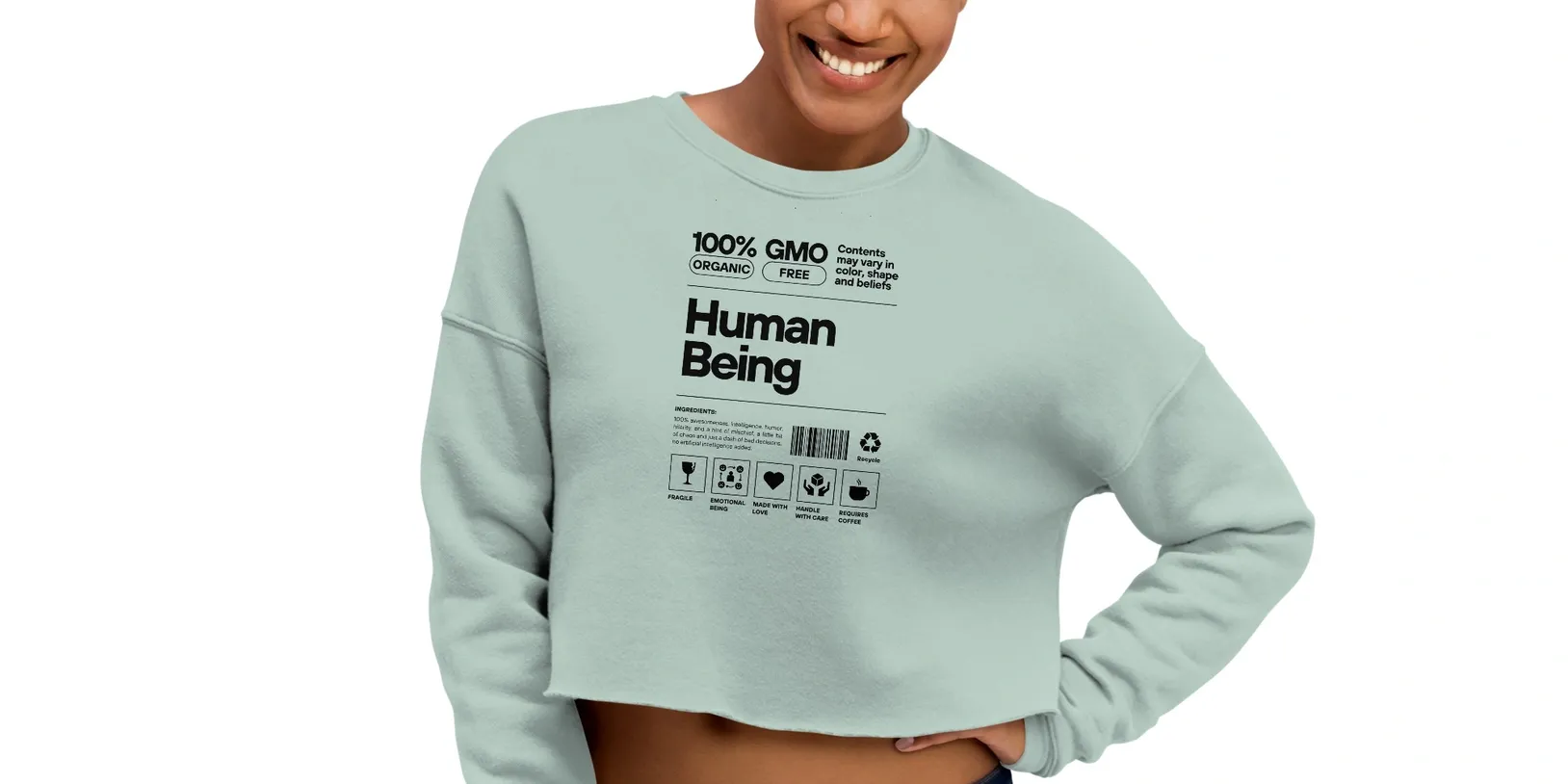 Human Being graphic sweatshirt designed by Marsha Kerr Talley